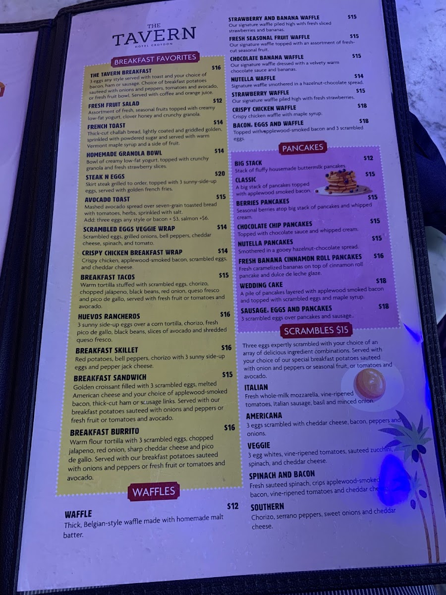 The Tavern - American Restaurant in Miami Beach Menu - Image 1